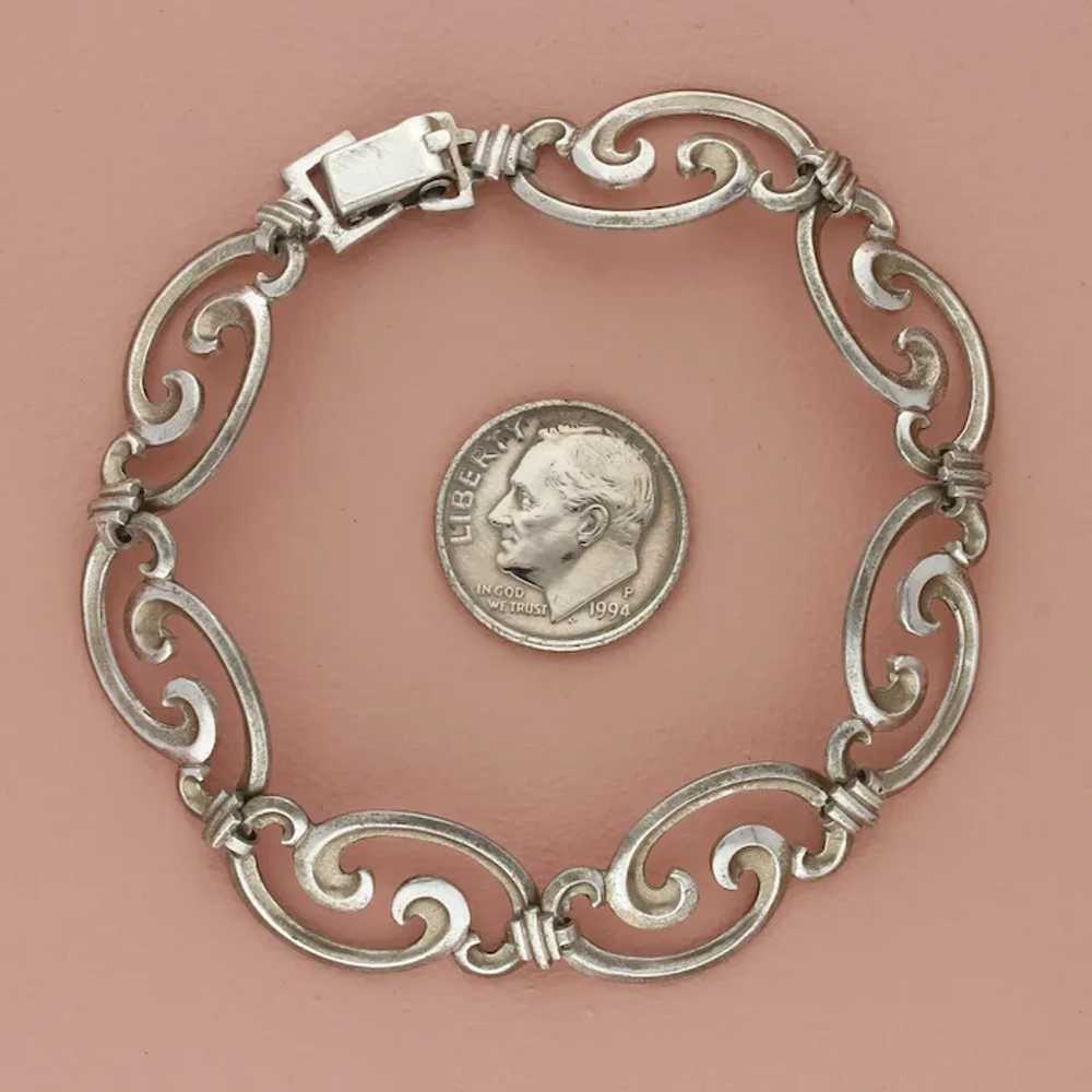 Sterling Silver Vintage Swirl Link Bracelet Size … - image 3
