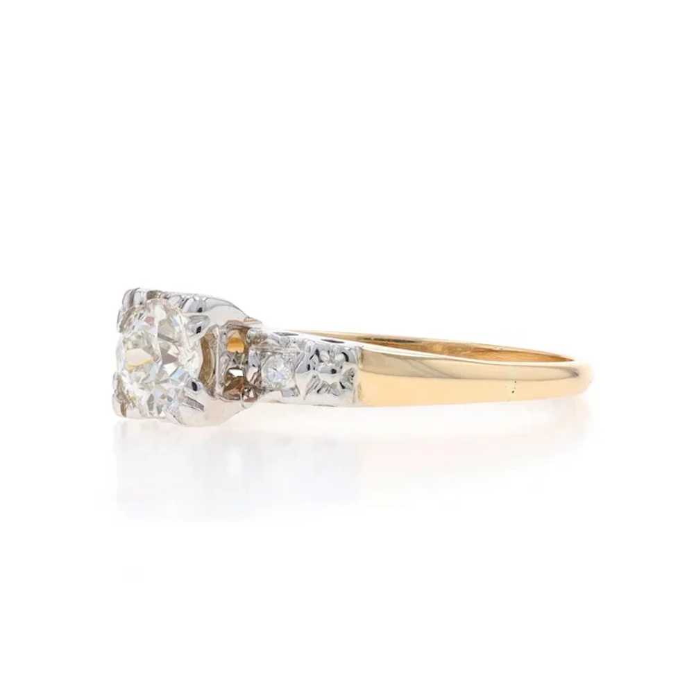 Yellow Gold Diamond Retro Engagement Ring - 14k E… - image 3