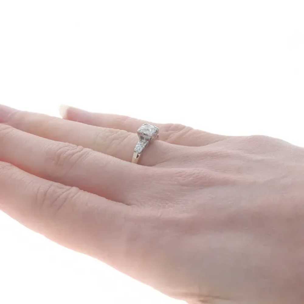 Yellow Gold Diamond Retro Engagement Ring - 14k E… - image 4