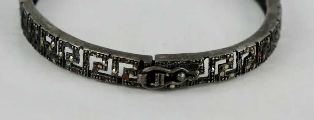 Art Deco Sterling Silver Marcasite Bangle Bracelet - image 4