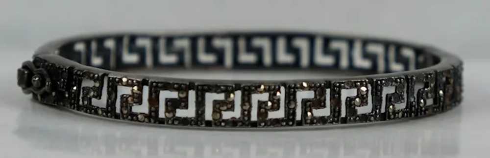Art Deco Sterling Silver Marcasite Bangle Bracelet - image 7