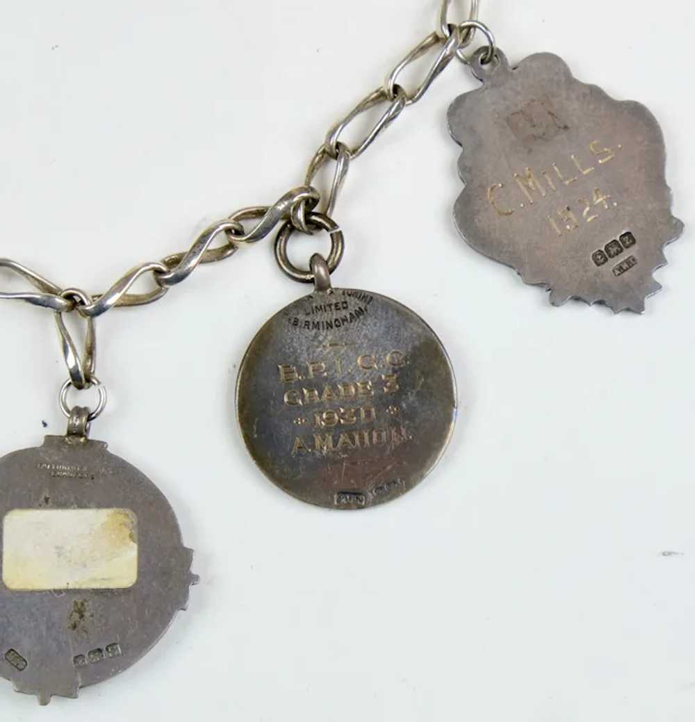 Early 20thC Sterling English Medals Charms Neckla… - image 6