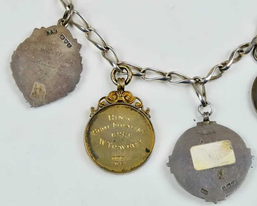 Early 20thC Sterling English Medals Charms Neckla… - image 7