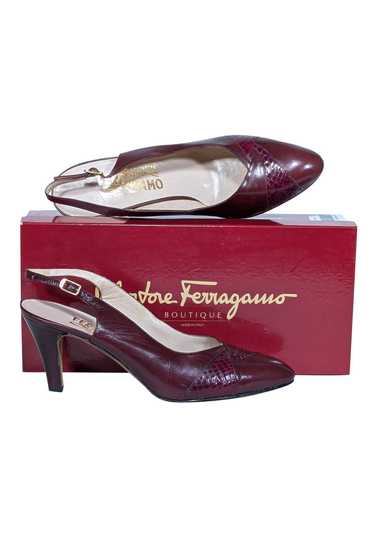 Ferragamo - Maroon Strappy Sling Back Pumps Sz 9.5