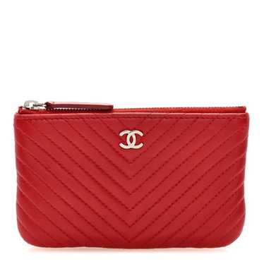 CHANEL Lambskin Chevron Quilted Small Cosmetic Cas