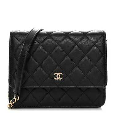 CHANEL Caviar Quilted Square Wallet On Chain WOC … - image 1