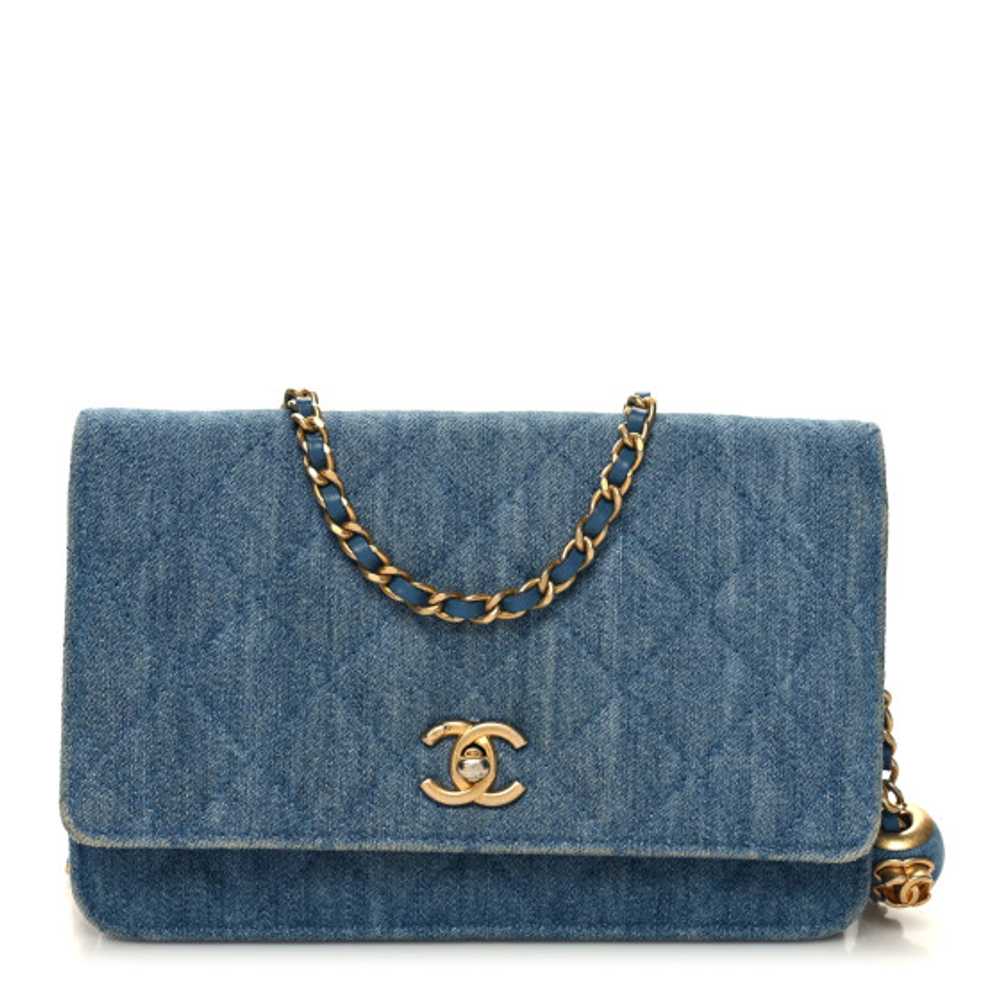 CHANEL Denim Quilted CC Pearl Crush Wallet on Cha… - image 1