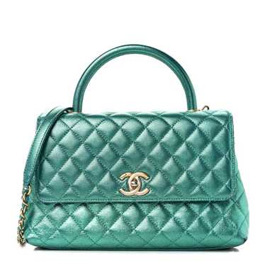 CHANEL Metallic Caviar Quilted Small Coco Handle F