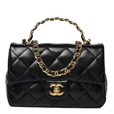 CHANEL Shiny Lambskin Quilted Golden Links Top Ha… - image 1