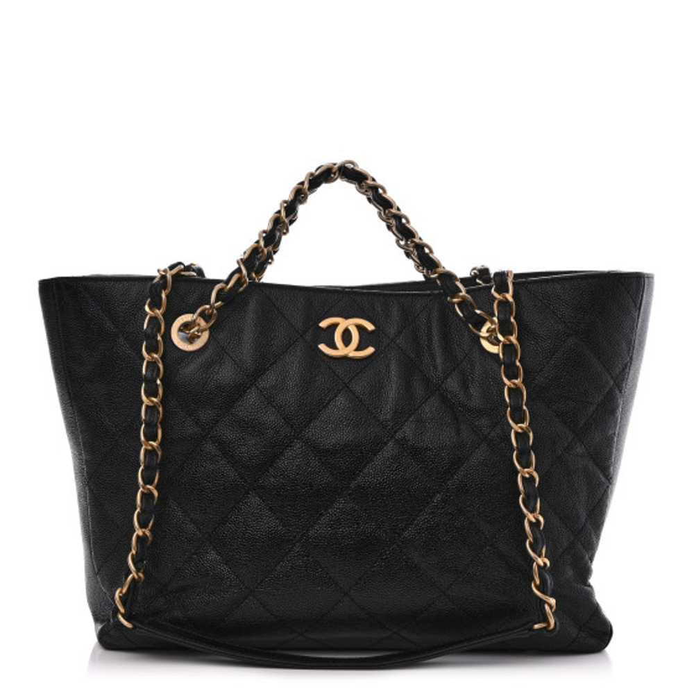 CHANEL Caviar Quilted Small Shopping Tote Black - image 1