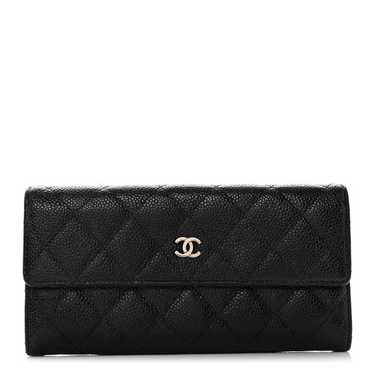 CHANEL Caviar Quilted Large Gusset Flap Wallet Bl… - image 1