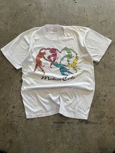 Art × Vintage Vintage 90s Matisse cats white art t