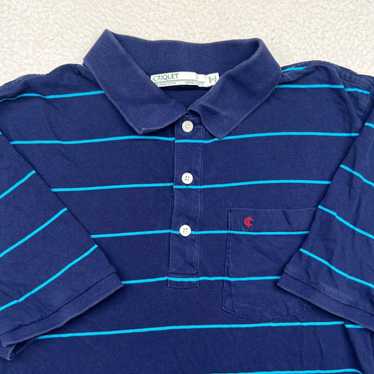 Vintage Criquet Polo Shirt Mens M Purple Blue Stri