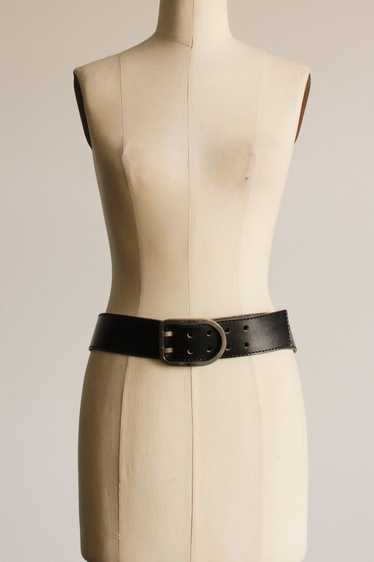 1980s Black Leather Thick Belt