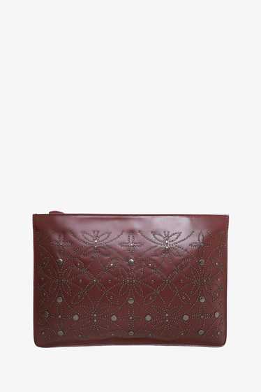 Alaïa Burgundy Leather Studded Pouch - image 1