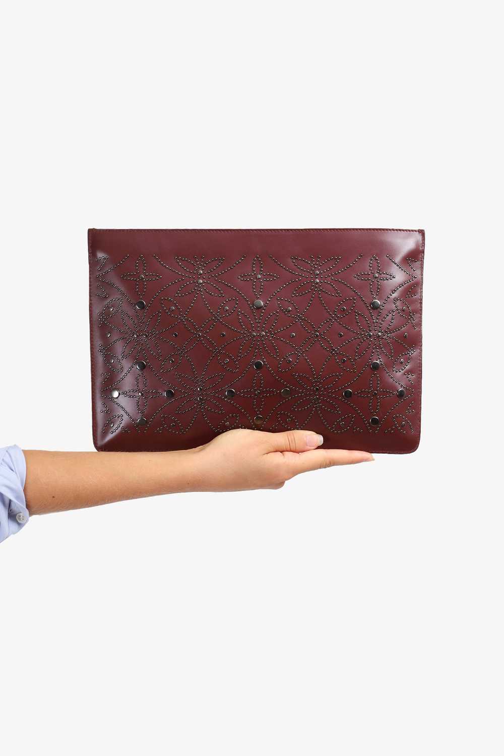 Alaïa Burgundy Leather Studded Pouch - image 2