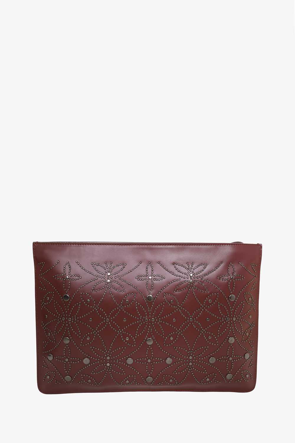 Alaïa Burgundy Leather Studded Pouch - image 4