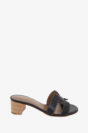 Hermès Black Leather Oasis Sandals Size 34