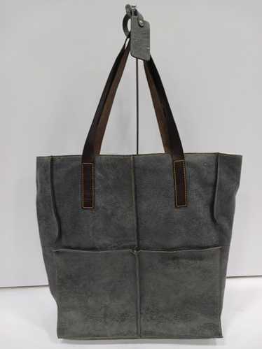 Women's POL Grey Leather & Knit Tote Shoulder Bag