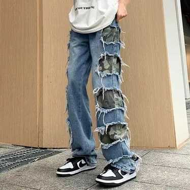 Japanese Brand × Jean × Streetwear Stacked Ripped… - image 1