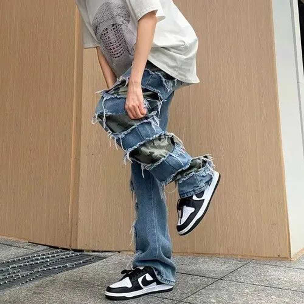 Japanese Brand × Jean × Streetwear Stacked Ripped… - image 2