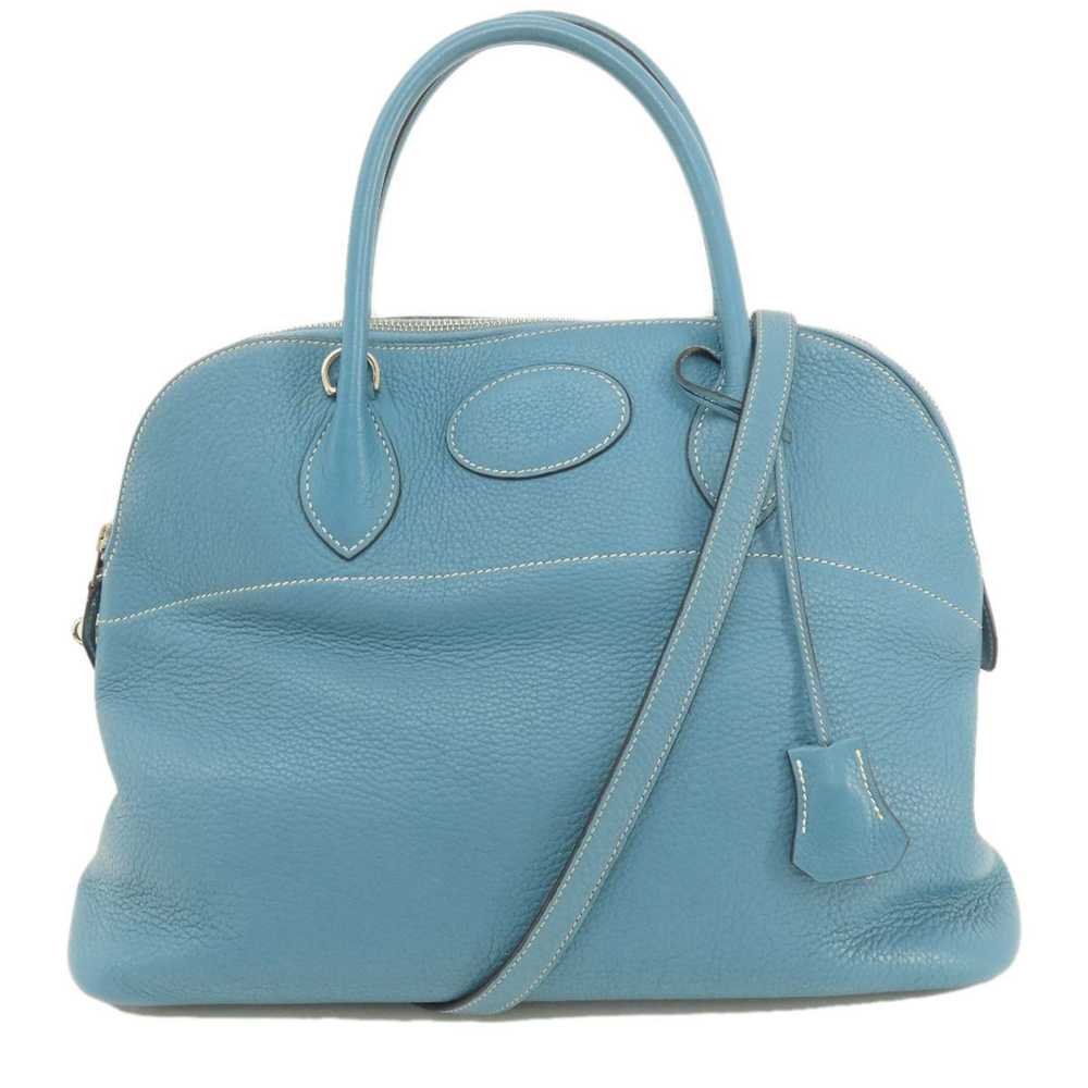 Hermes Hermes Bolide 35 Blue Jean Handbag Taurill… - image 11