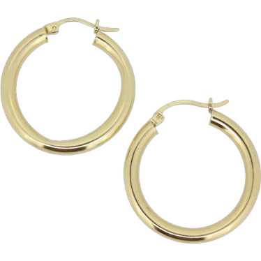 14k Yellow Gold Hollow Hoop Earrings
