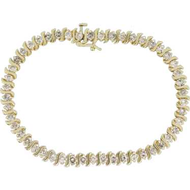14k Yellow Gold Diamond Tennis Bracelet - 7.25" - image 1