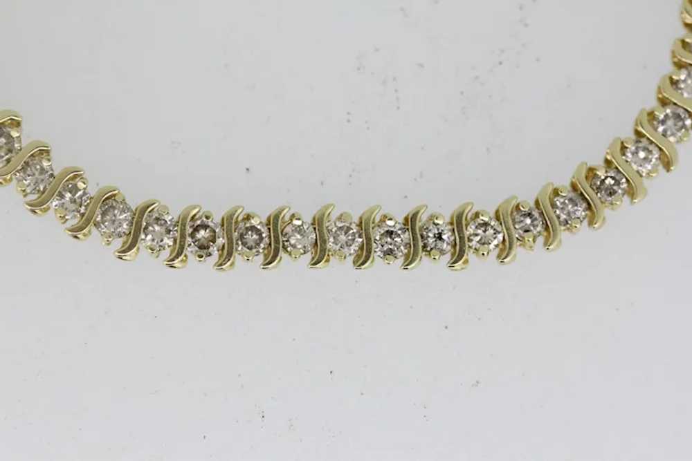 14k Yellow Gold Diamond Tennis Bracelet - 7.25" - image 2