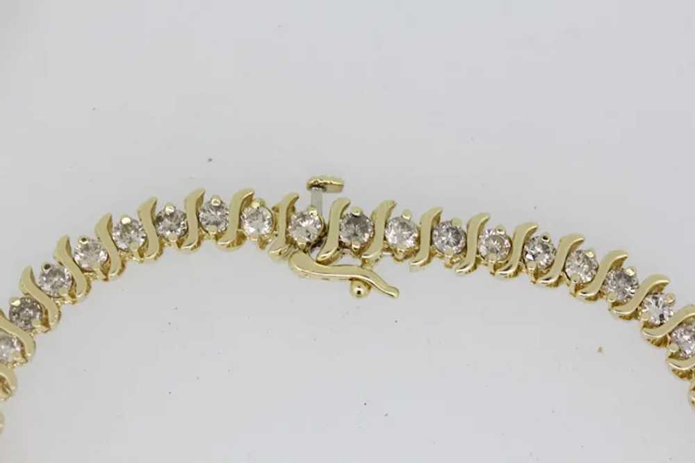 14k Yellow Gold Diamond Tennis Bracelet - 7.25" - image 3