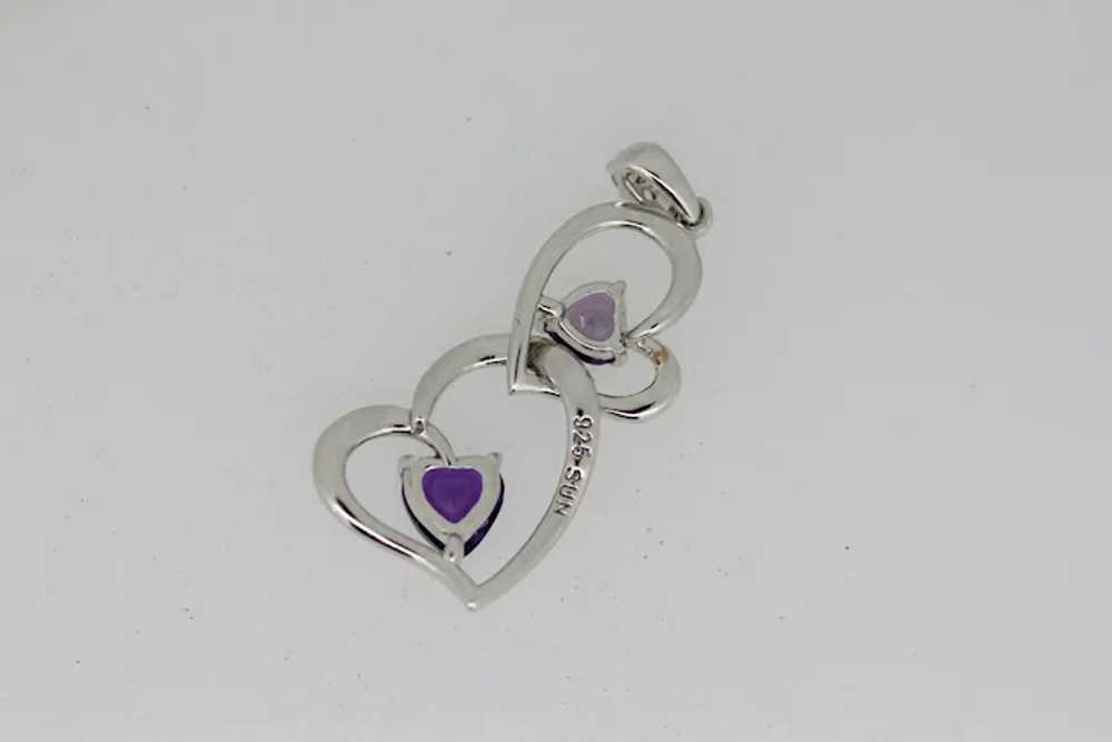 Sterling Silver Purple Stone Heart Pendant - image 2
