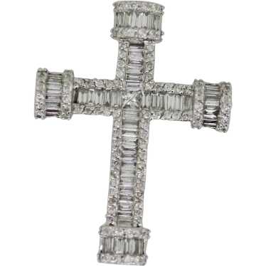 18k White Gold 1.50ctw Diamond Cross Pendant - image 1