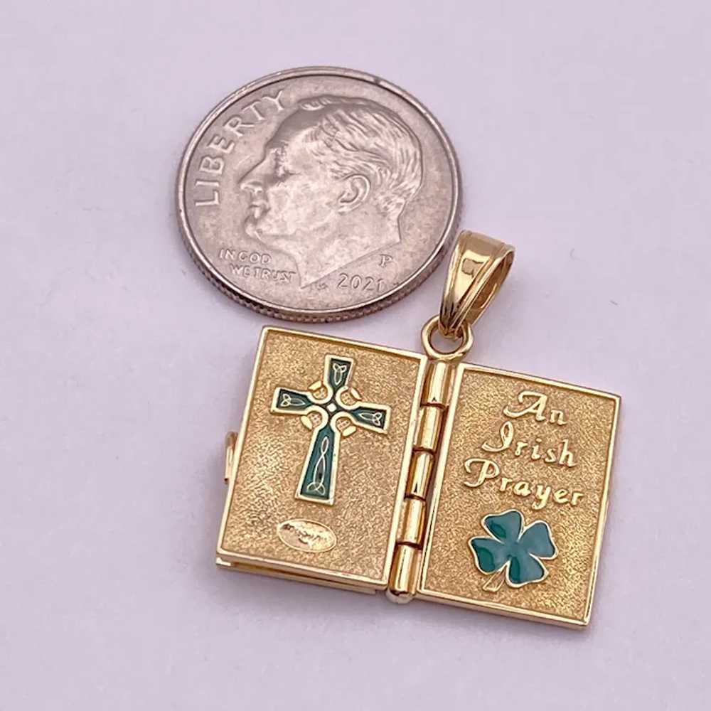 An Irish Prayer Moving Book Charm 14K Gold and En… - image 3