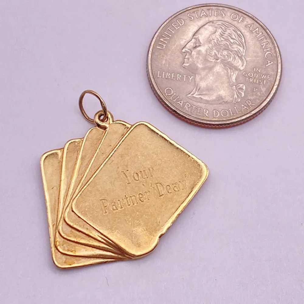 Royal Flush Poker Hand Charm Pendant 14K Gold, He… - image 2