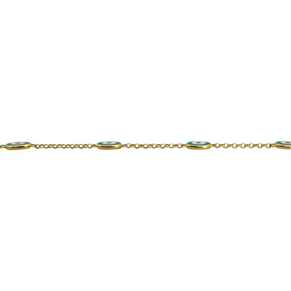 21k Yellow Gold and Enamel Evil Eye Station Cable… - image 3