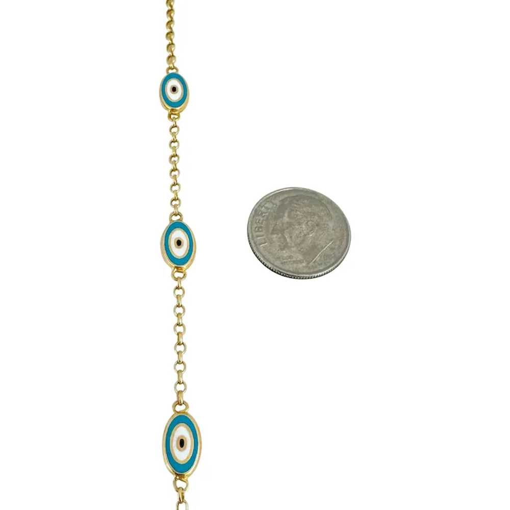 21k Yellow Gold and Enamel Evil Eye Station Cable… - image 4