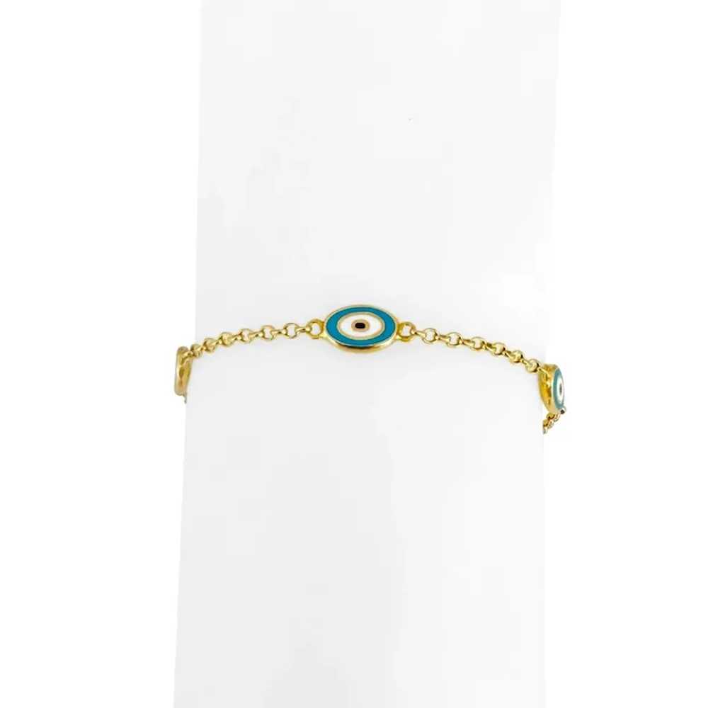 21k Yellow Gold and Enamel Evil Eye Station Cable… - image 7
