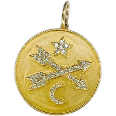 White Diamind 14k Solid Gold Pave with Crossed Arr