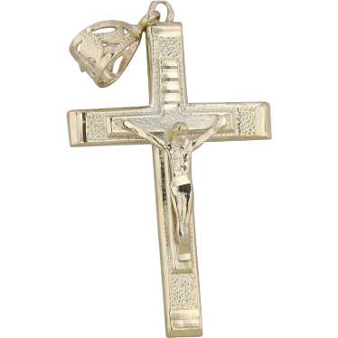 10k Yellow Gold Crucifix Men's Cross Pendant 3.65g - image 1