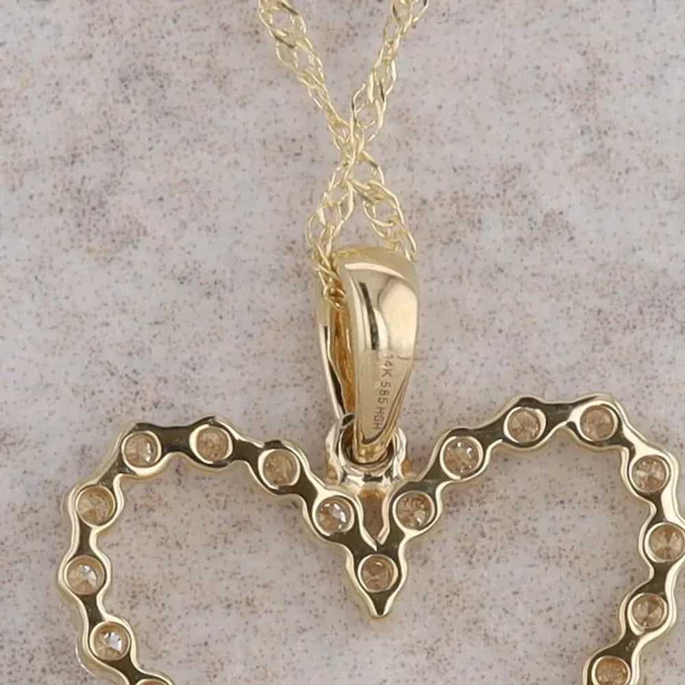 14k Yellow Gold Single Prong Diamond Heart Pendan… - image 3