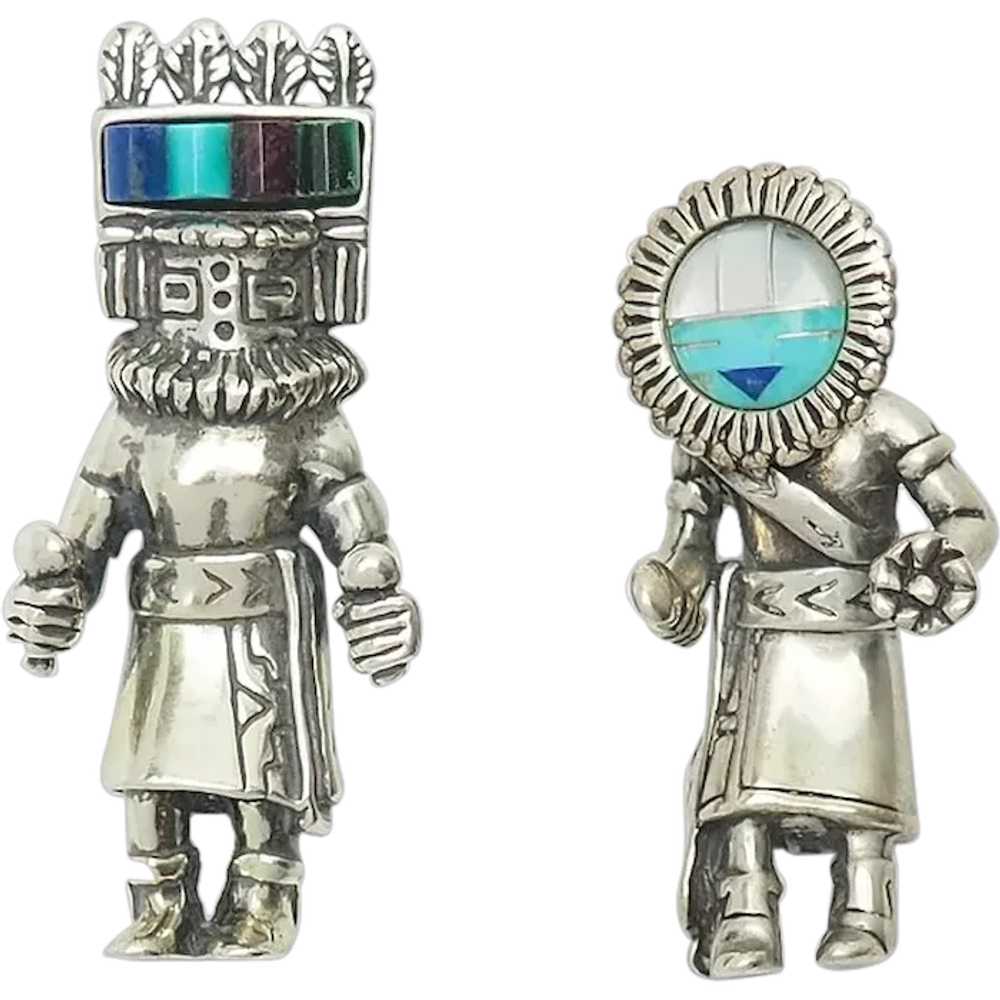 Kachina figures sterling silver inlaid gemstones … - image 1