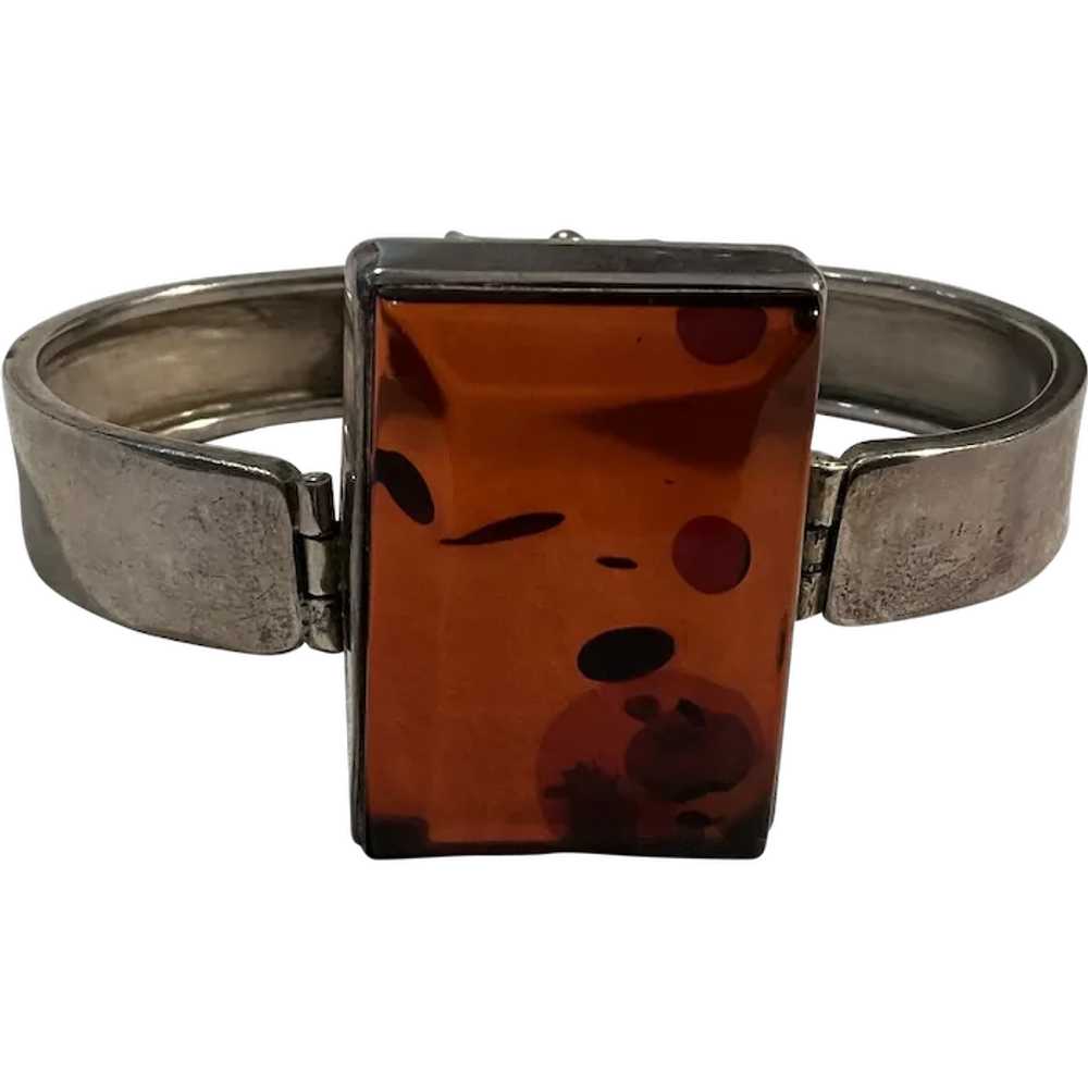 Sterling Silver Vintage Amber Bracelet - image 1