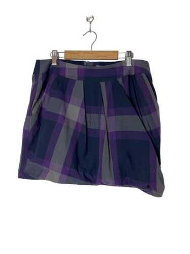 Karen Millen Purple Cotton Plaid Mini Skirt Faux … - image 1