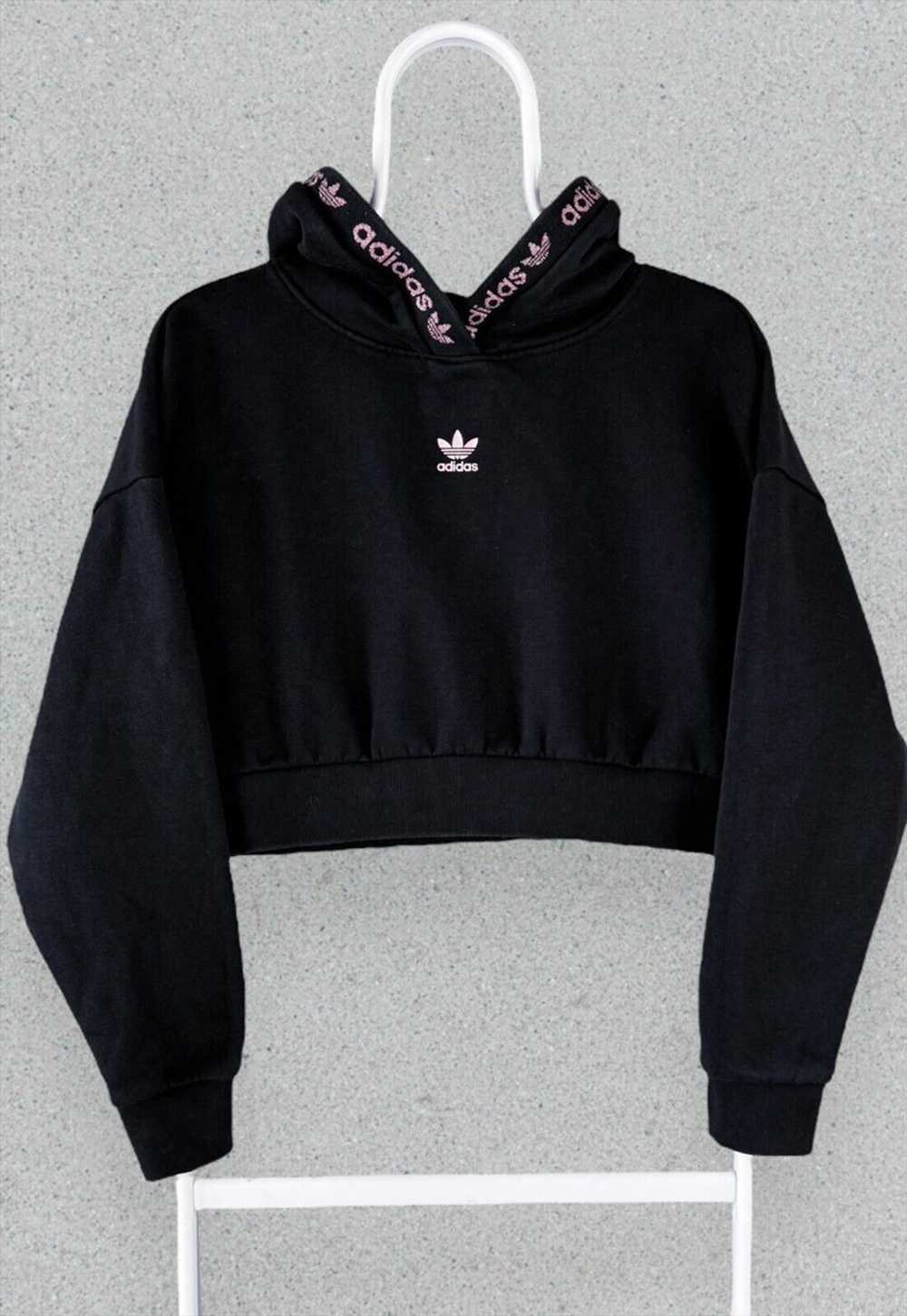 Adidas Originals Black Cropped Hoodie Womens UK 6 - image 1