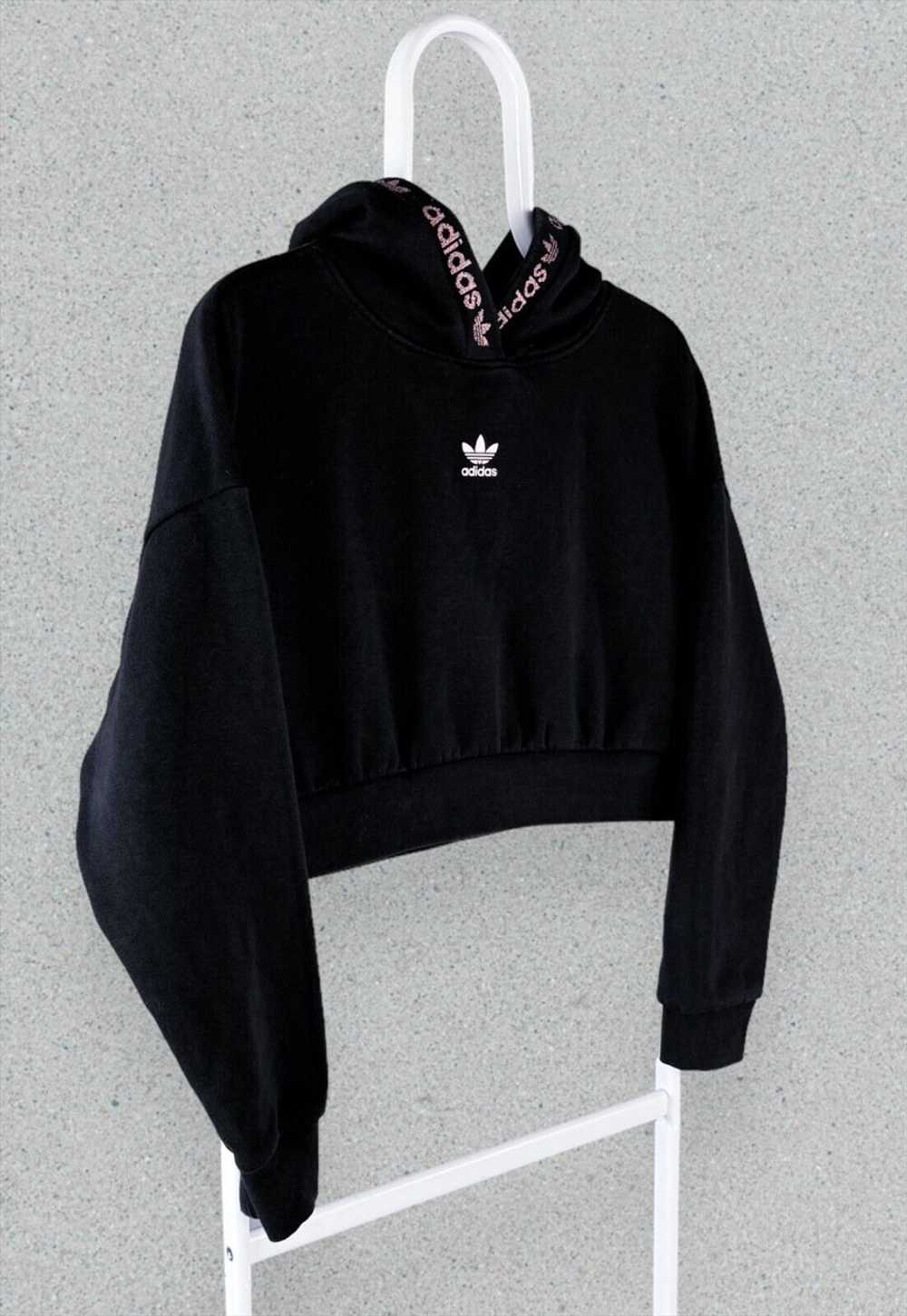 Adidas Originals Black Cropped Hoodie Womens UK 6 - image 2