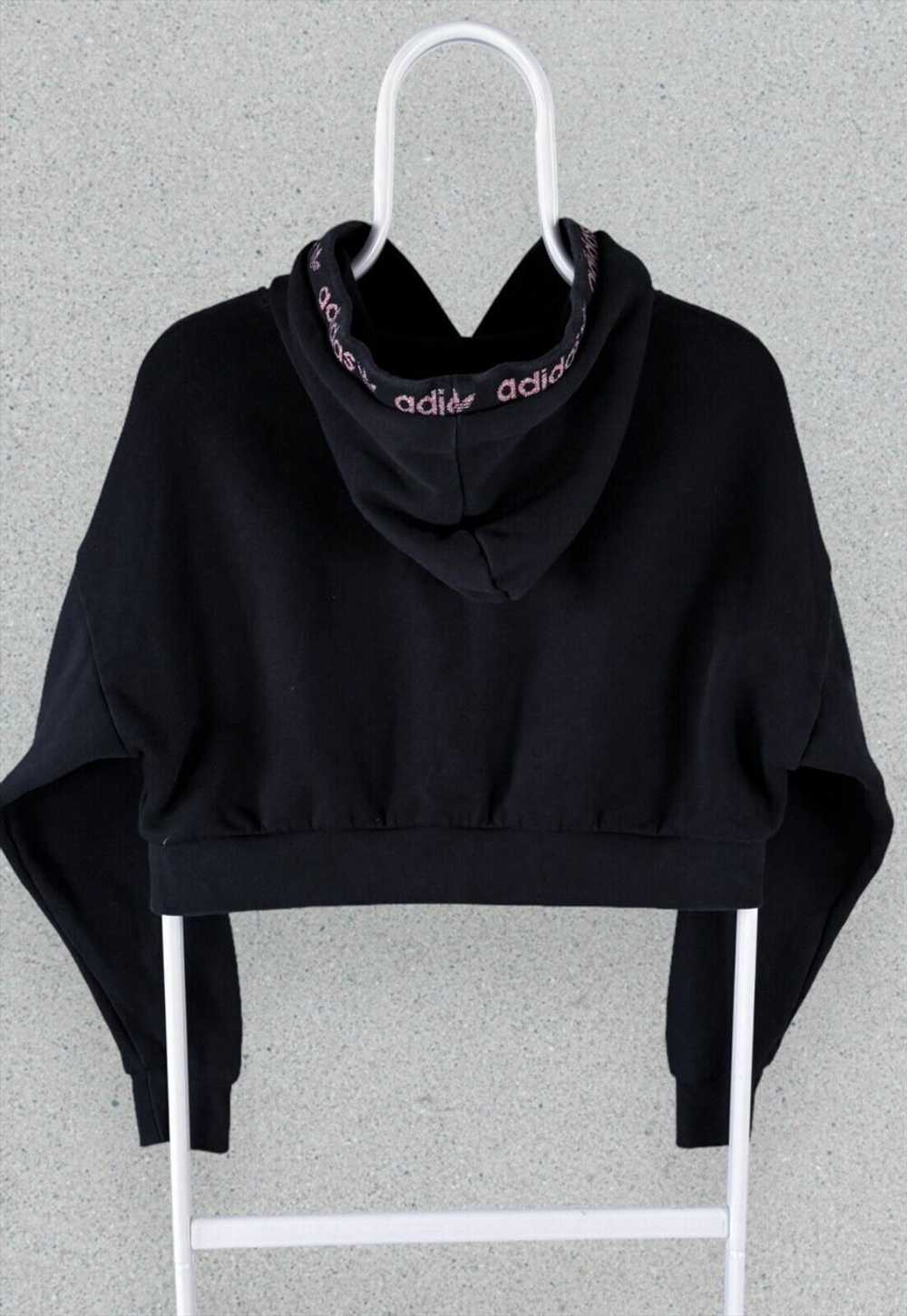 Adidas Originals Black Cropped Hoodie Womens UK 6 - image 3