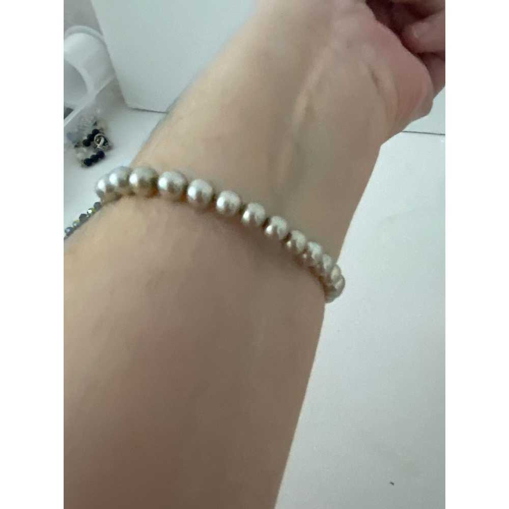 Handmade Upcycled gray faux pearl bracelet - image 2