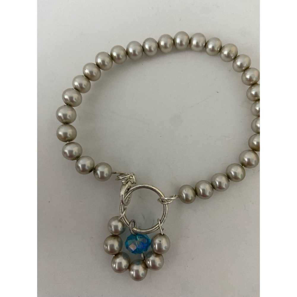 Handmade Upcycled gray faux pearl bracelet - image 3