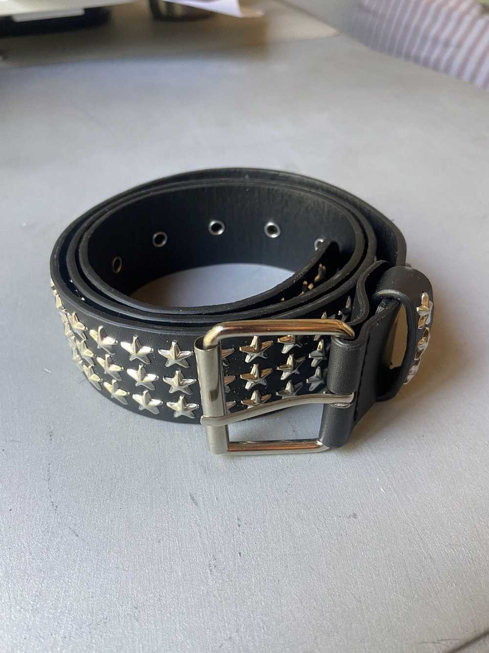 Designer × Leather Star studded black belt - image 1