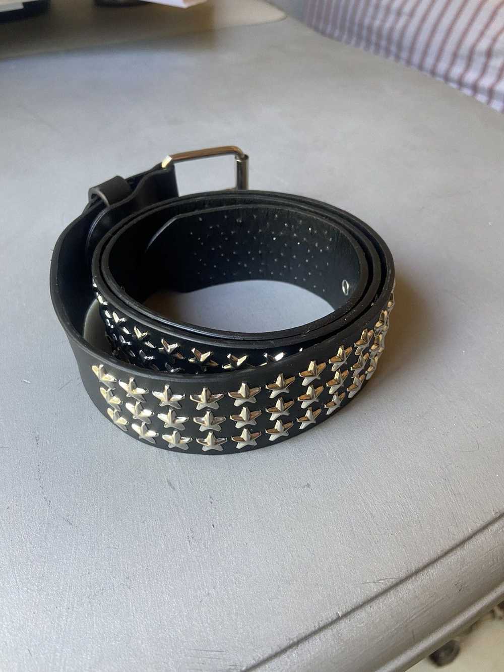 Designer × Leather Star studded black belt - image 3